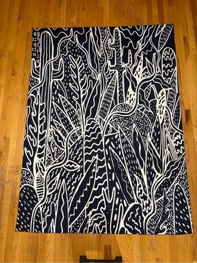 Botanical Tapestry Black White Boho Plant Decor Minimalist Wall Hanging - 60x80